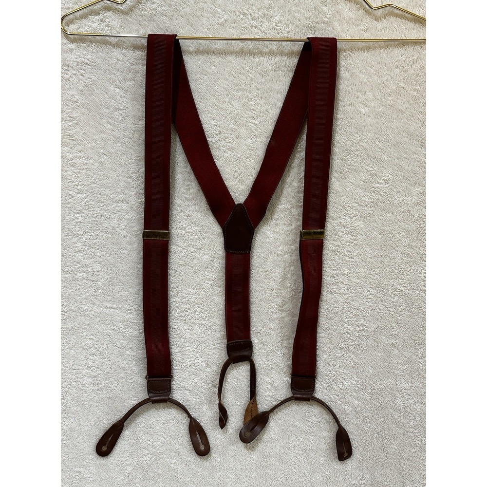 DOONEY & BOURKE Leather‎ Button-on Braces Suspenders Rust Red Color